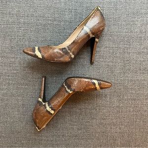 J. Crew Collection Brown and Navy Snakeskin Heels - 9.5